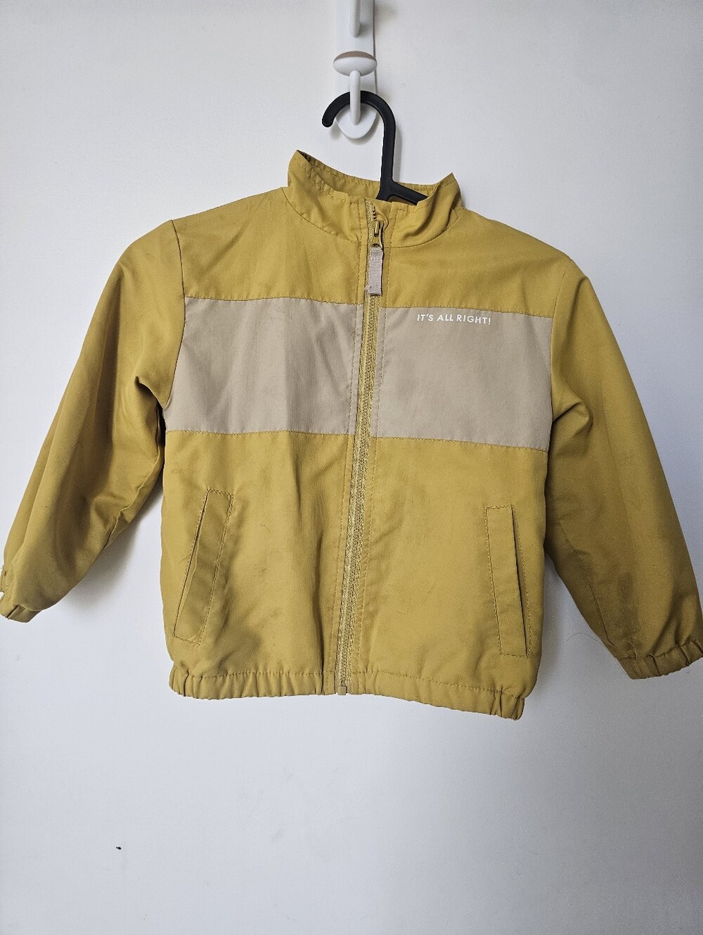 Yellow Rain Jacket with Beige Chest Stripe Japan Brand Size 110 Age 4-6